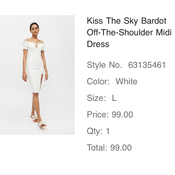 White Midi Dress with Ruffle Sleeves - Picture 3 of 3